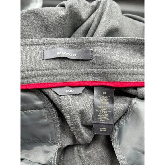 Liz Claiborne Womens Sloane Pants Size 10 Grey Dress Business Straight - Picture 5 of 5